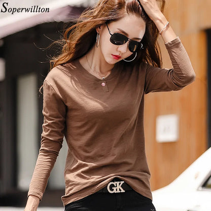 Autumn Ladies Tops Tee Shirt Femme