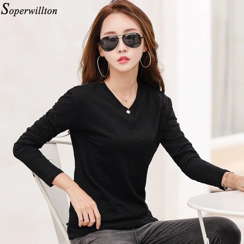 Autumn Ladies Tops Tee Shirt Femme