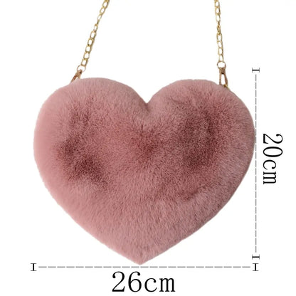 Heart Shaped Faux Fur Crossbody purse